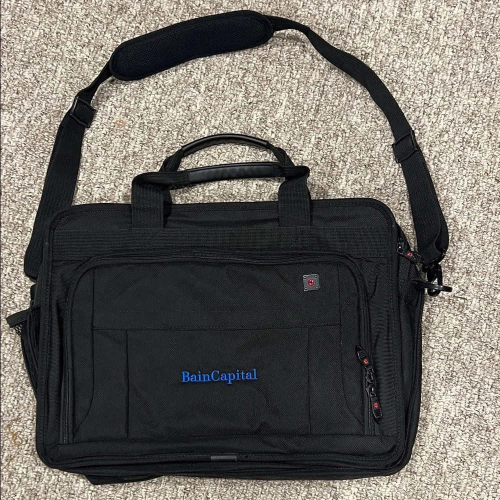 Victorinox Black Messenger Laptop Bag 17”x13”x5” Bain Capital Logo